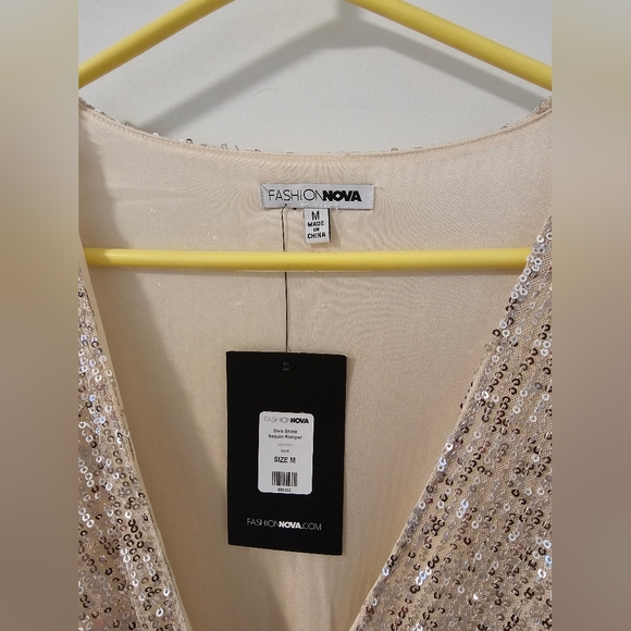 Fashion Nova - Diva Shine Sequin Romper - Silver - Picture 8 of 11